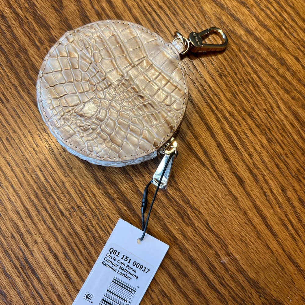NWT Brahmin Contour Melbourne Croc-Embossed Circle Coin Purse / gold hardware - Picture 2 of 4